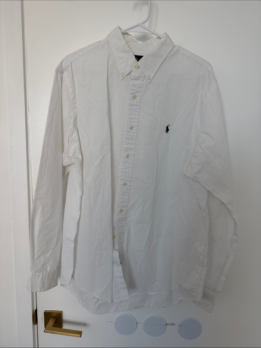 Ralph Lauren White Button-Down Dress Shirt with Polo Logo